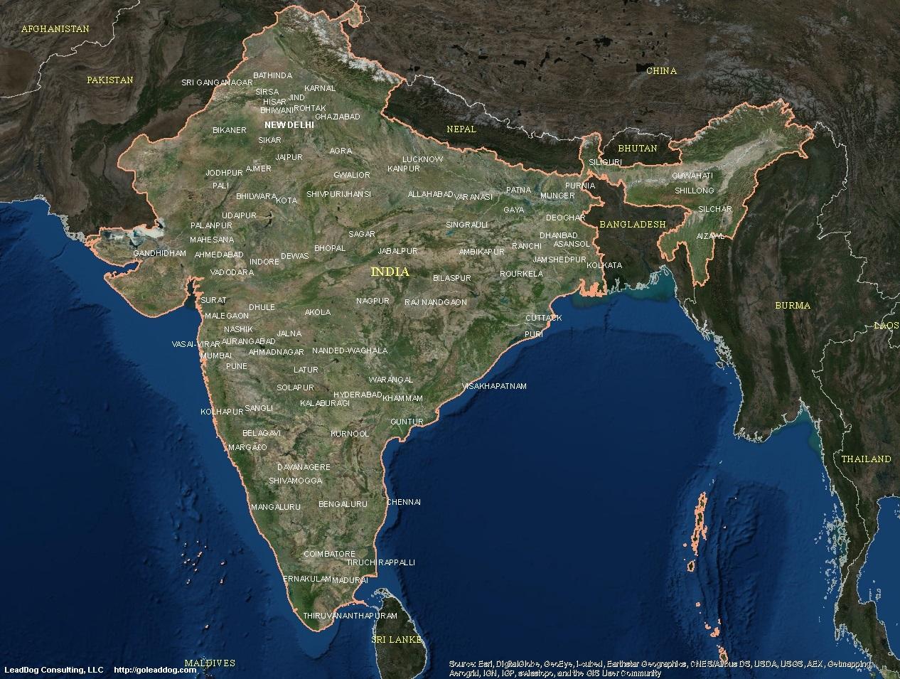 衛星地図インドの衛星インドの地図 南アジア アジア