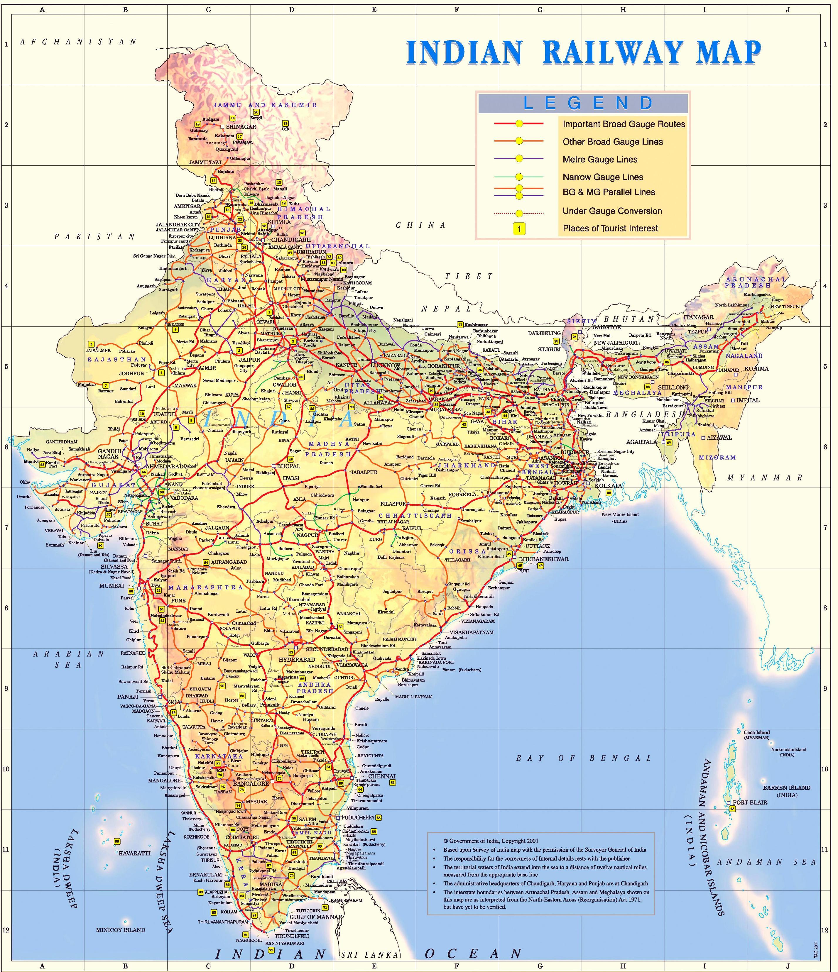 電車での地図インド インド鉄道の地図 南アジア アジア