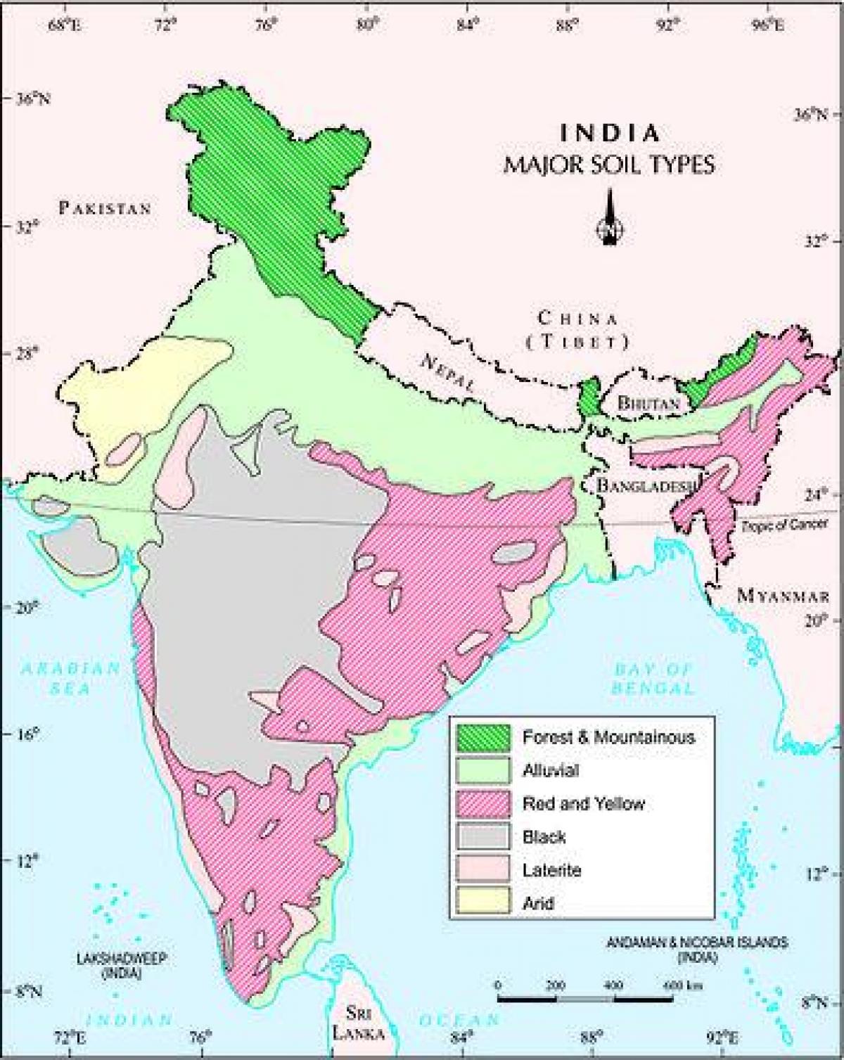 異なる種類の土壌インド地図 地図など 様々な種類の土壌のインド 南アジア アジア