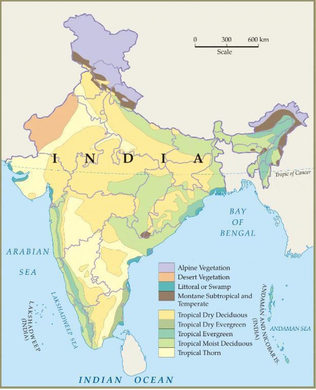 種類の森林インド地図 異なる種類の森林インドの地図 南アジア アジア