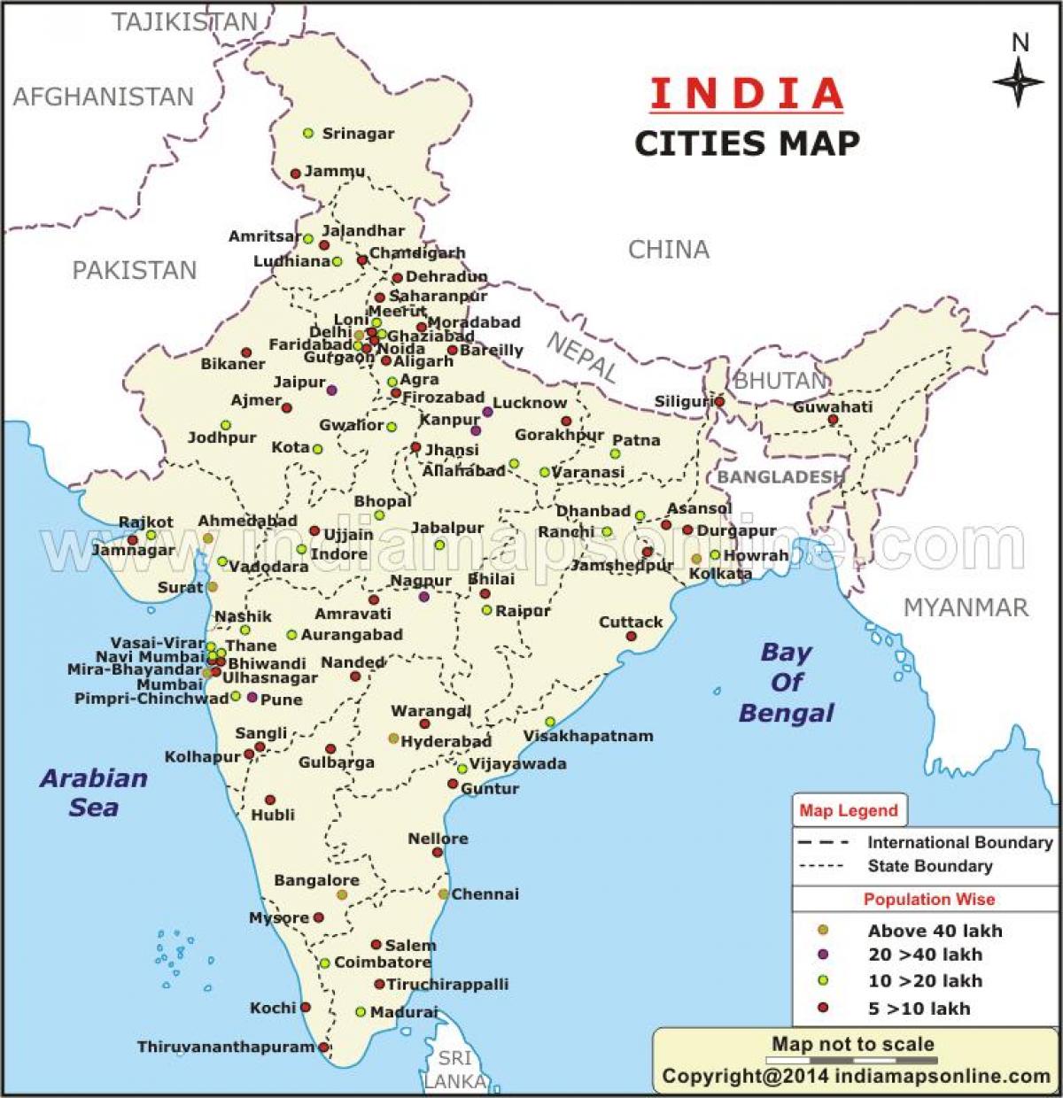 都市的地図のインド 都市的にインドの地図 南アジア アジア