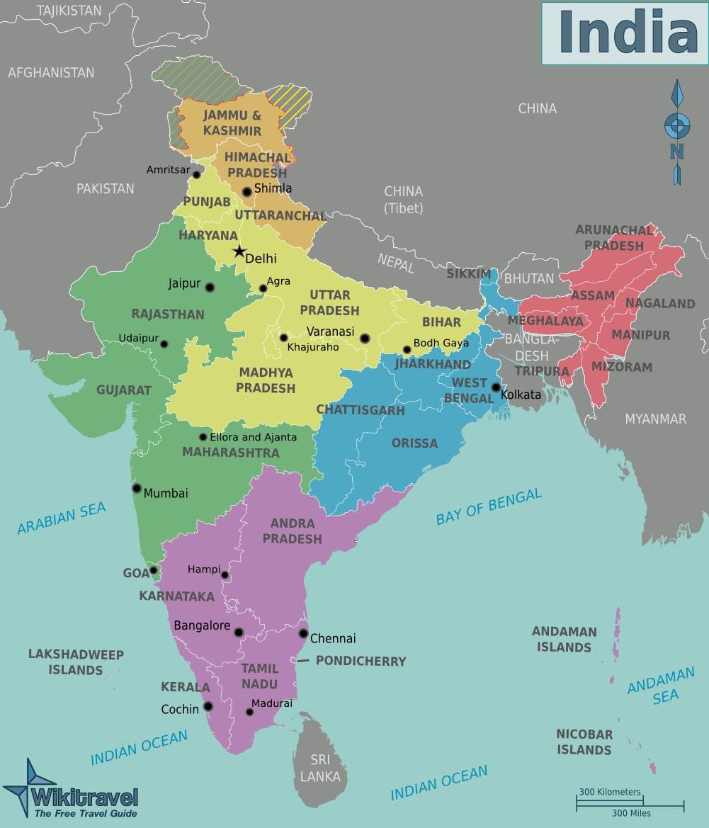 インドの地域地図