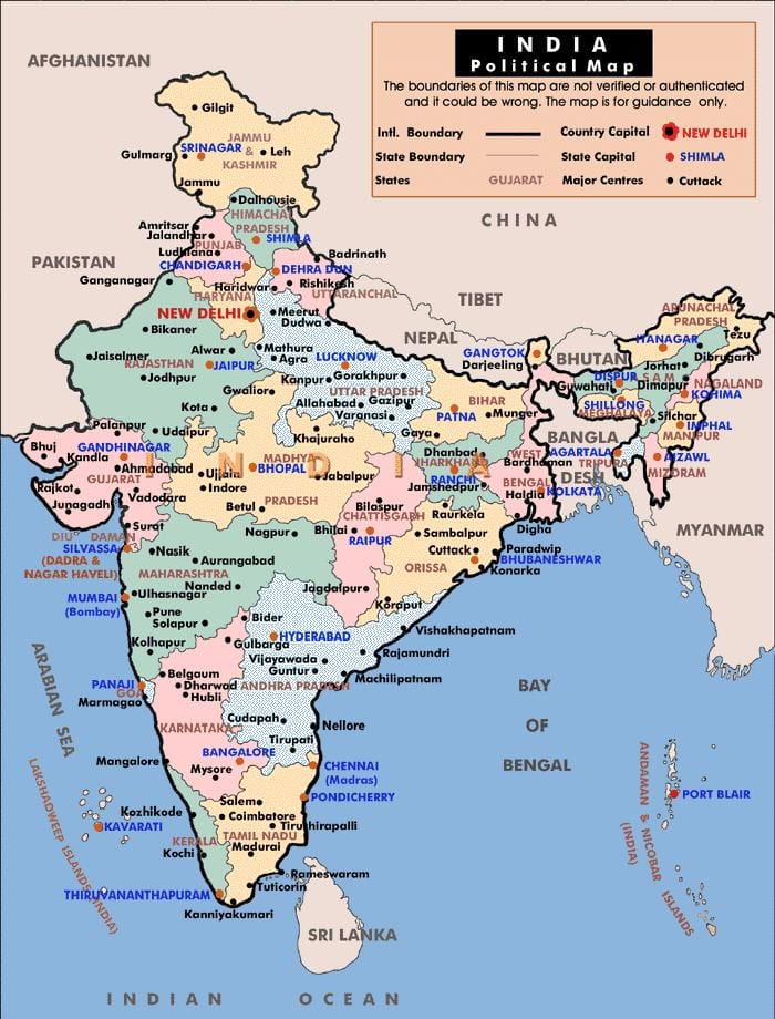 の政治地図がインド国