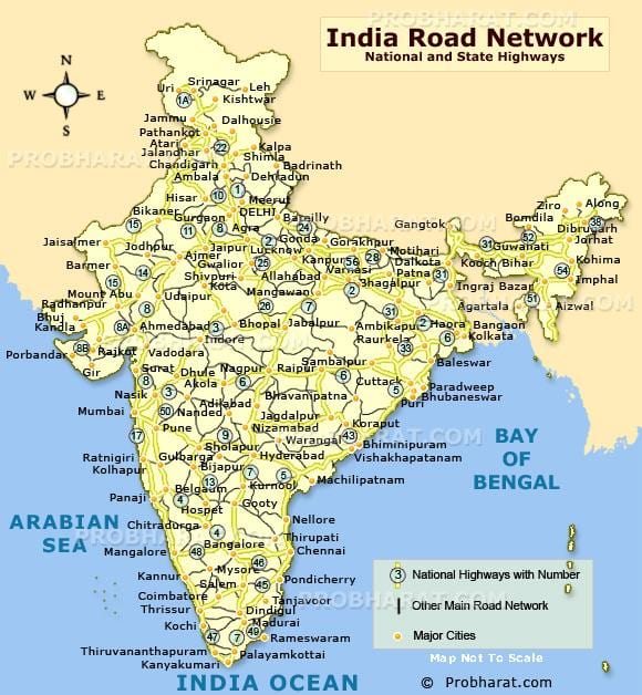 道路地図の北インド