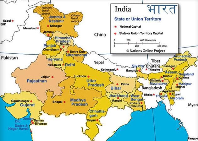 地図の北西インド