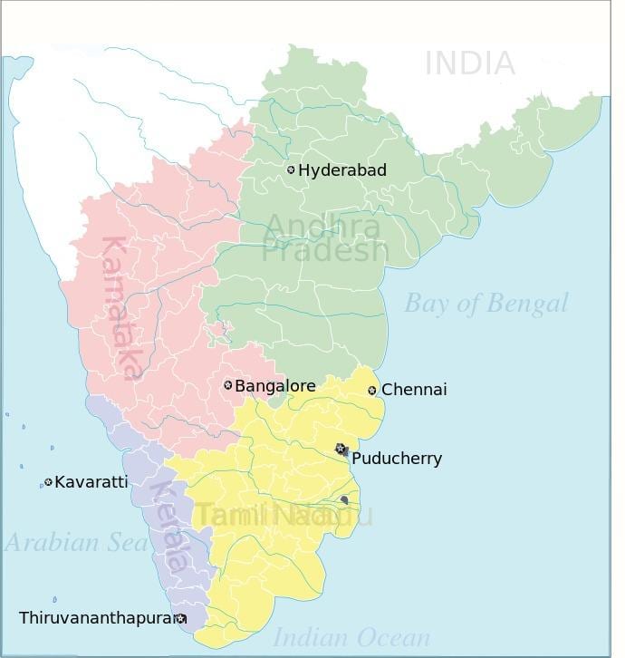 南インドの政治地図