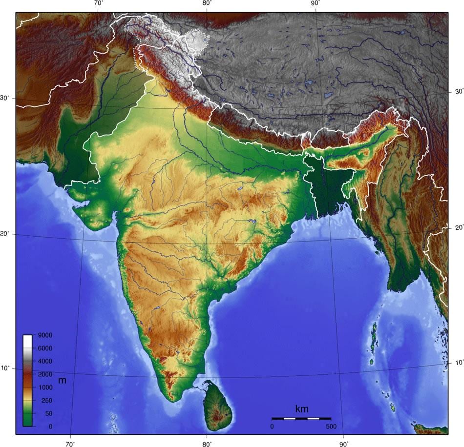 インドの地形地図