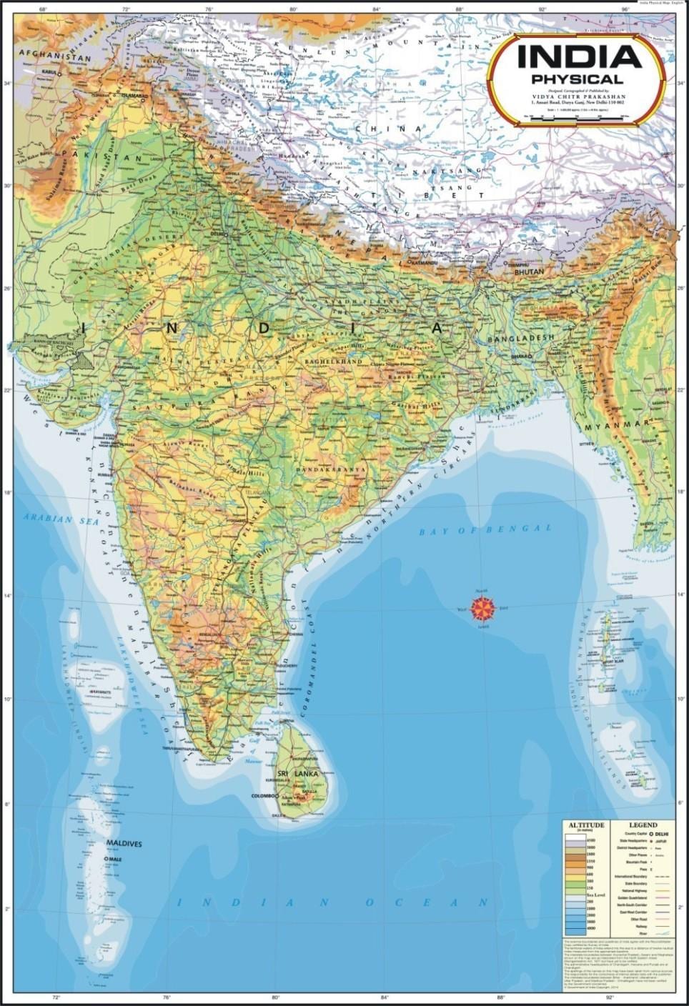 インドの物理地図