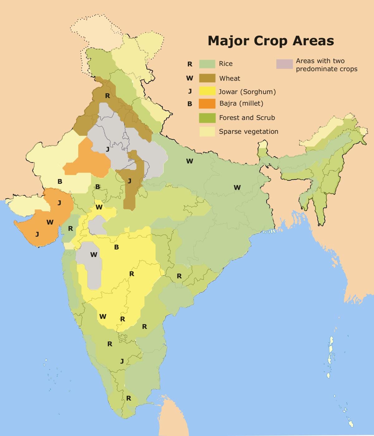 地図の農業のインド