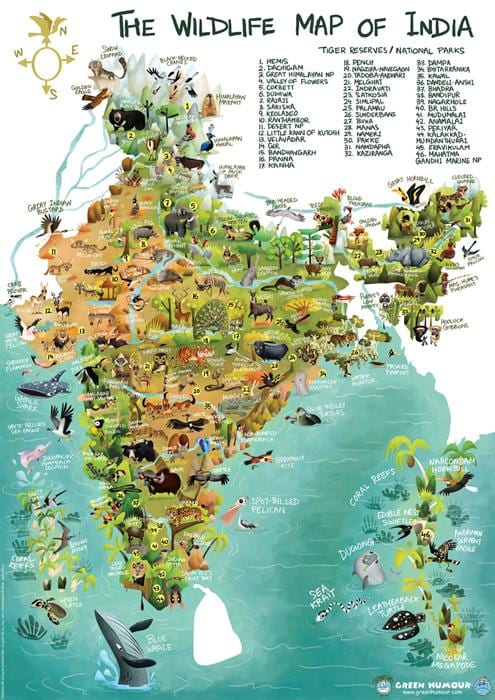 インドの野生生物地図