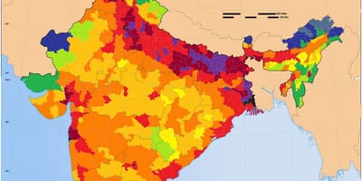 人口密度の地図インド