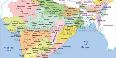 主要な港、インドの地図