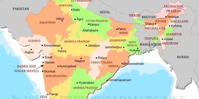 政治地図の北インド