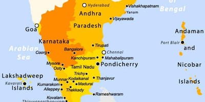 南インドの地図