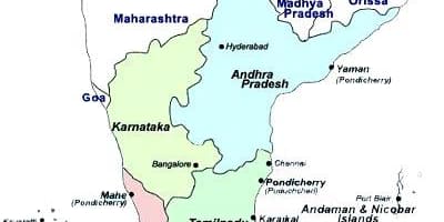 地図の南インドの都市